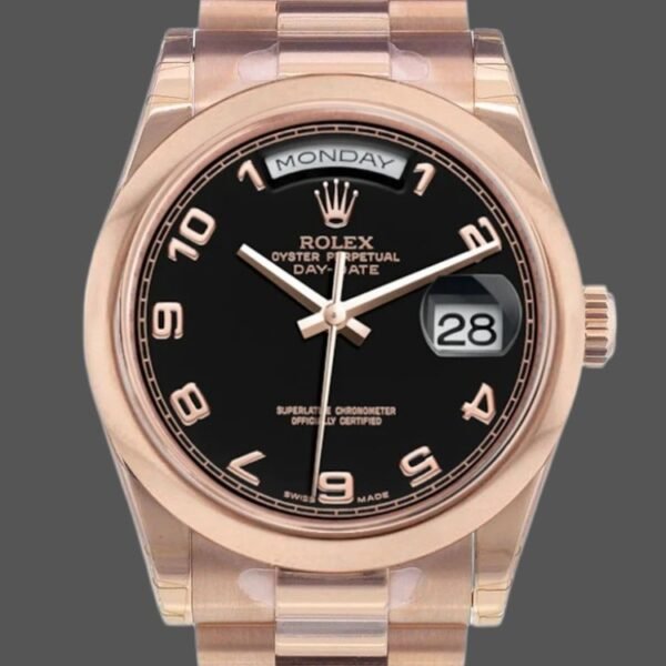 Rolex Day-Date 118205 Black Arabic Dial 36mm Unisex Replica Watch