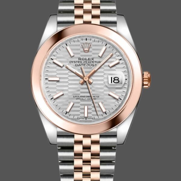 Rolex Datejust 126301 Rose Gold Silver Fluted Motif Dial 41MM Mens Replica Watch