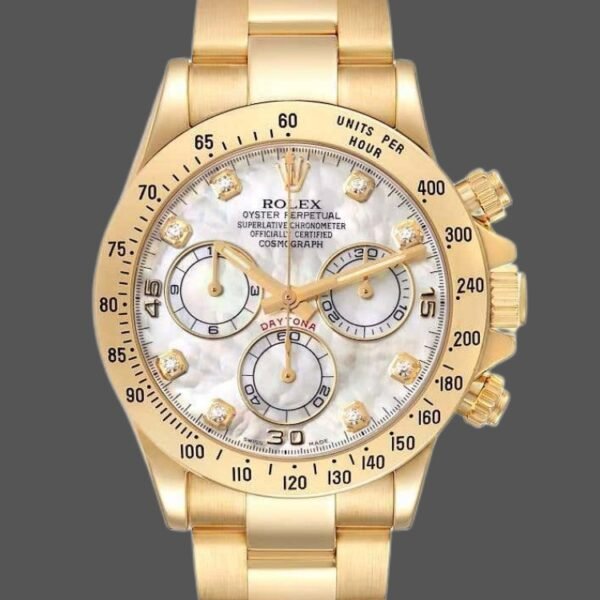 Rolex Daytona 116528 Yellow Gold Mother of Pearl Diamond Dial 40mm Mens Replica Watch