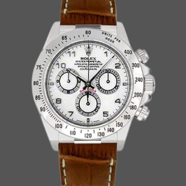 Rolex Daytona 116519 white Arabic dial brown leather strap 40mm Mens Replica Watch