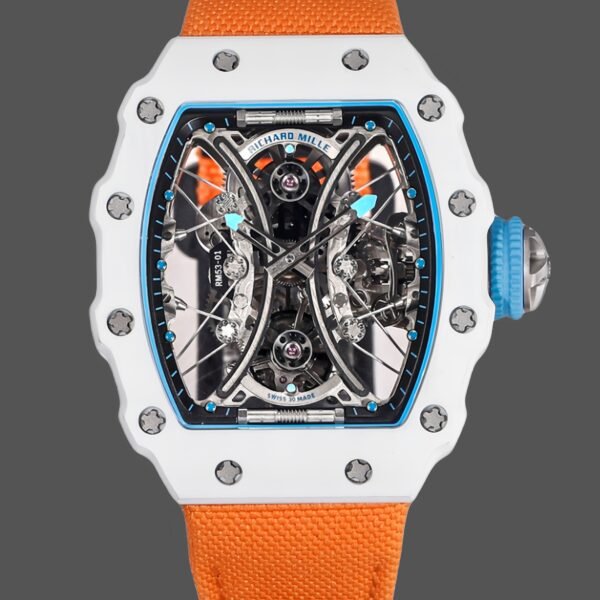 Richard Mille RM053-01 Pablo MacDonough Skeleton Dial Orange Fabric Strap