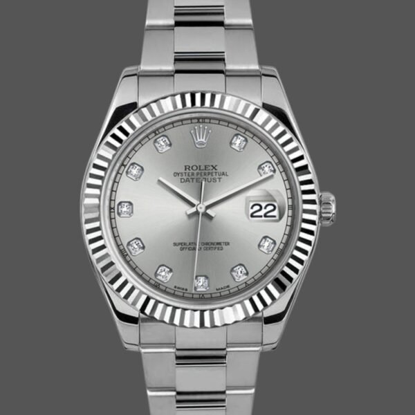 Rolex Datejust II 116334 Silver Diamond Dial 41mm Mens Replica Watch