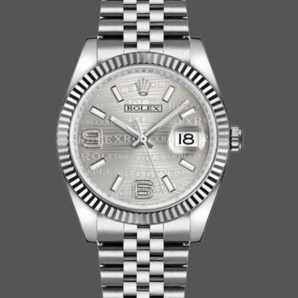 Rolex Datejust 116234-0159 Rhodium Wave Diamond Dial 36mm Unisex Replica Watch