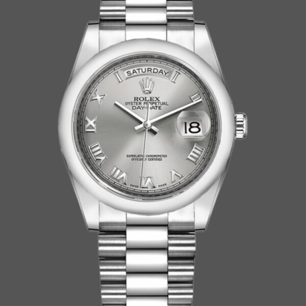Rolex Day-Date 118206 Rhodium Grey Dial Roman Numerals 36mm Unisex Replica Watch