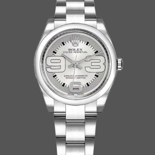 Rolex Oyster Perpetual 177200 Silver Maxi Arabic Dial 31mm Lady Replica Watch