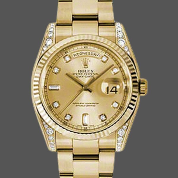 Rolex Day-Date 118338 Champagne Diamonds Dial 36mm Unisex Replica Watch