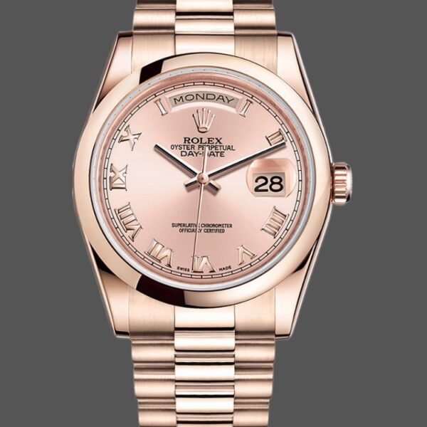 Rolex Day-Date 118205 Rose Gold Pink dial Automatic 36mm Unisex Replica Watch
