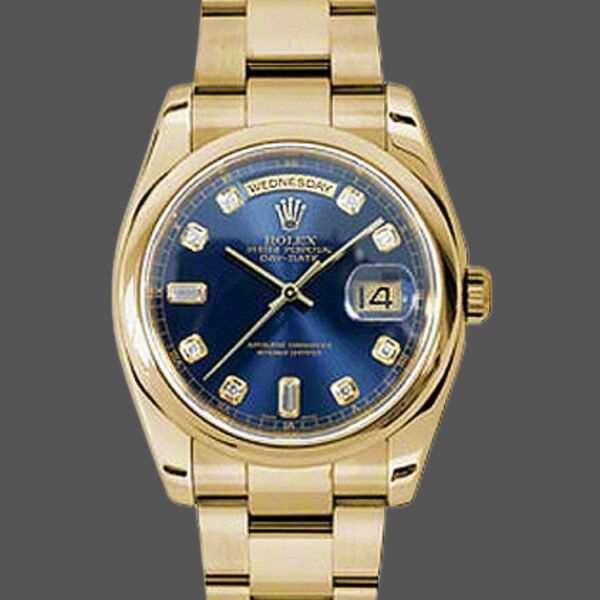 Rolex Day-Date 118208 Blue Diamond Dial 36mm Unisex Replica Watch