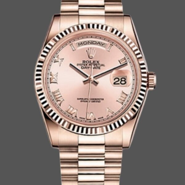 Rolex Day-Date 118235 Pink Roman Numeral dial 36mm Lady Replica Watch