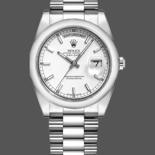 Rolex Day-Date 118209 Oyster Bracelet White Dial 36mm Unisex Replica Watch