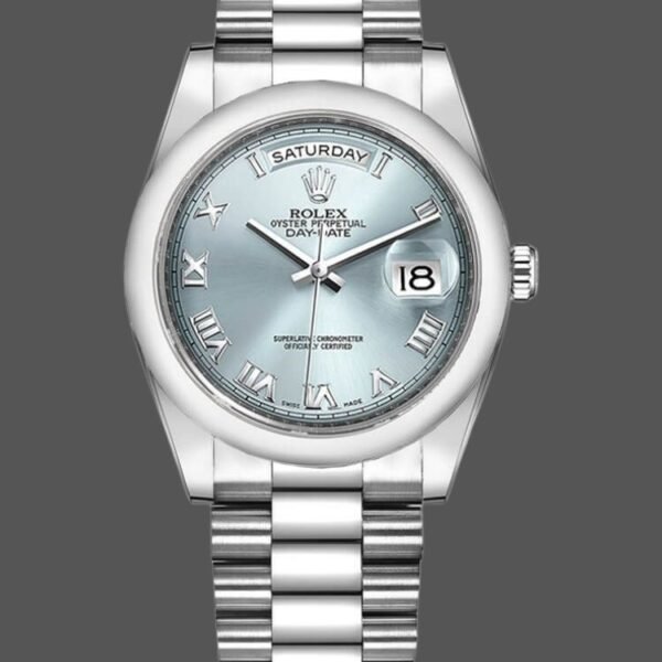 Rolex Day-Date 118206 Ice Blue Roman Numeral Dial 36mm Unisex Replica Watch