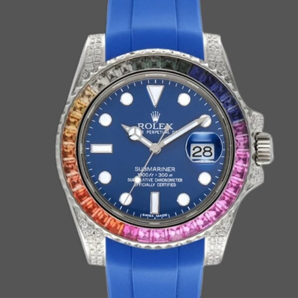 Rolex Submariner 116610 Blue Dial Blue Rubber strap 40mm Mens Replica Watch