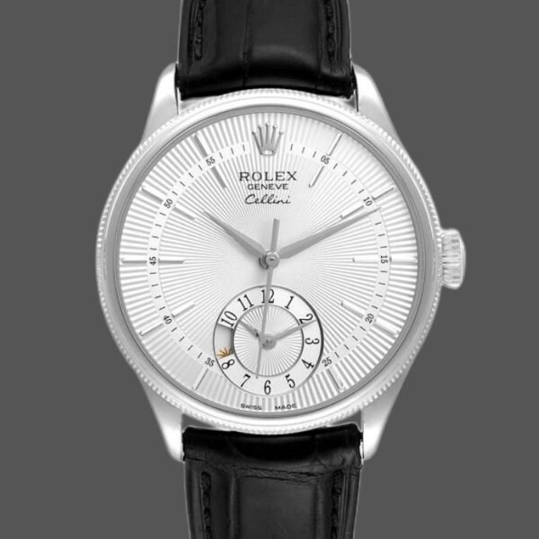 Rolex Cellini Dual Time 50529 Silver Dial 39mm Mens Replica Watch