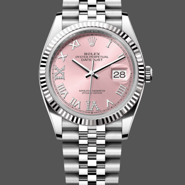 Rolex Datejust 126234 Fluted Bezel Pink Roman Dial 36MM Unisex Replica Watch