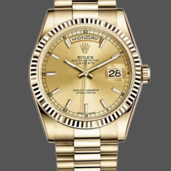 Rolex Day-Date 118238 Fluted Bezel Champagne Dial 36mm Unisex Replica Watch