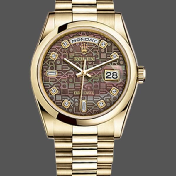 Rolex Day-Date 118208 Black MOP Diamond Dial 36mm Unisex Replica Watch