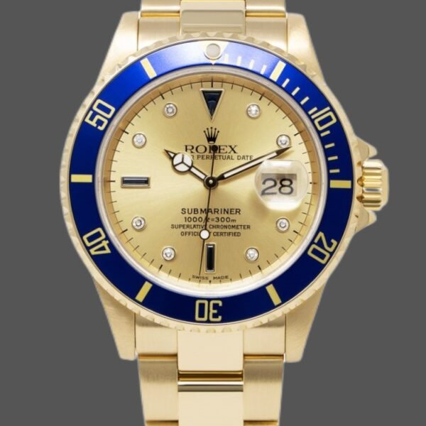 Rolex Submariner 16618 Yellow Gold Champagne Dial 40mm Mens Replica Watch