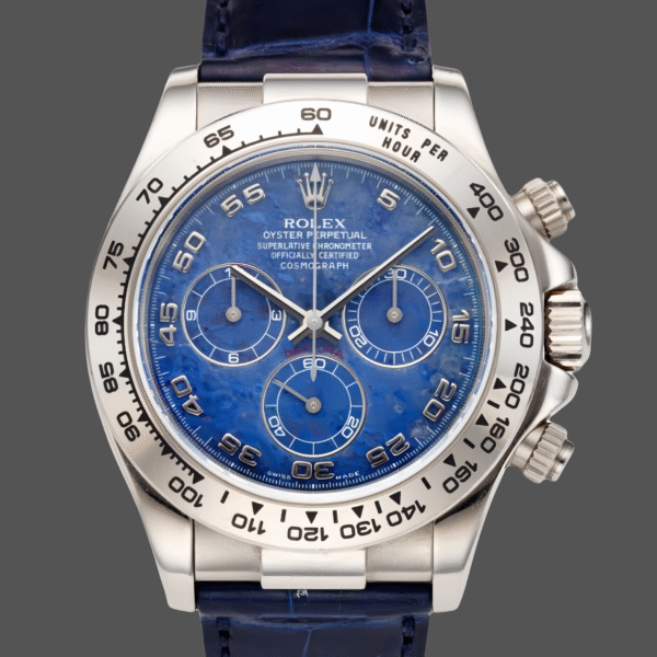 Rolex Daytona 116519 Sodalite Arabic Dial Blue Alligator Leather 40mm Mens Replica Watch