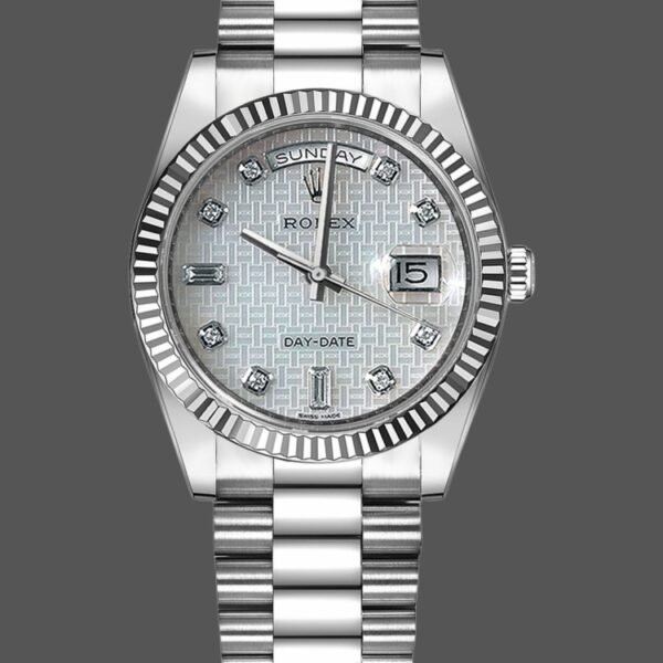 Rolex Day-Date 118239 Mother of Pearl White Dial Fluted Bezel 36mm Unisex Replica Watch