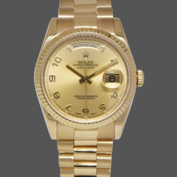 Rolex Day-Date 118238 Champagne Dial Arabic Numeral 36mm Unisex Replica Watch