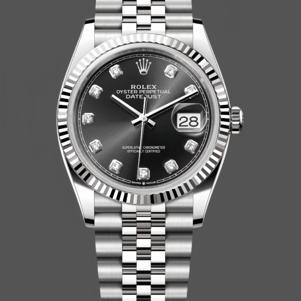 Rolex Datejust 126234 Fluted Bezel Black Diamond Dial 36MM Unisex Replica Watch