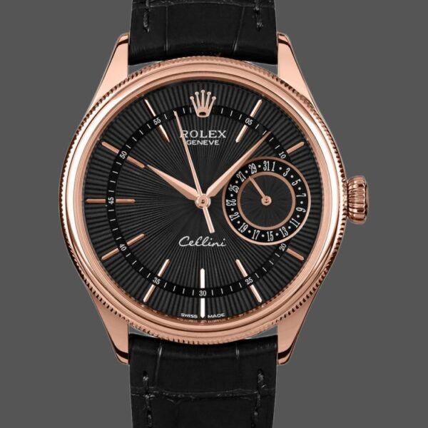 Rolex Cellini Date 50515 Rose Gold Black Index Dial 39mm Mens Replica Watch