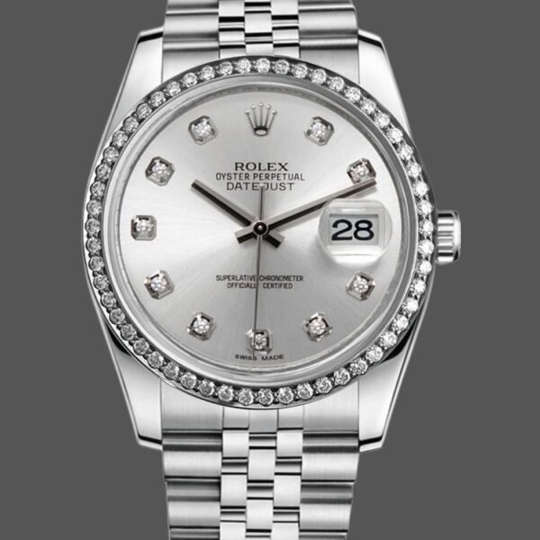 Rolex Datejust 116244 Silver Dial Diamonds 36mm Lady Replica Watch