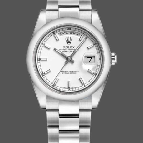 Rolex Day-Date 118209 White Gold Oyster Bracelet White Dial 36mm Unisex Replica Watch