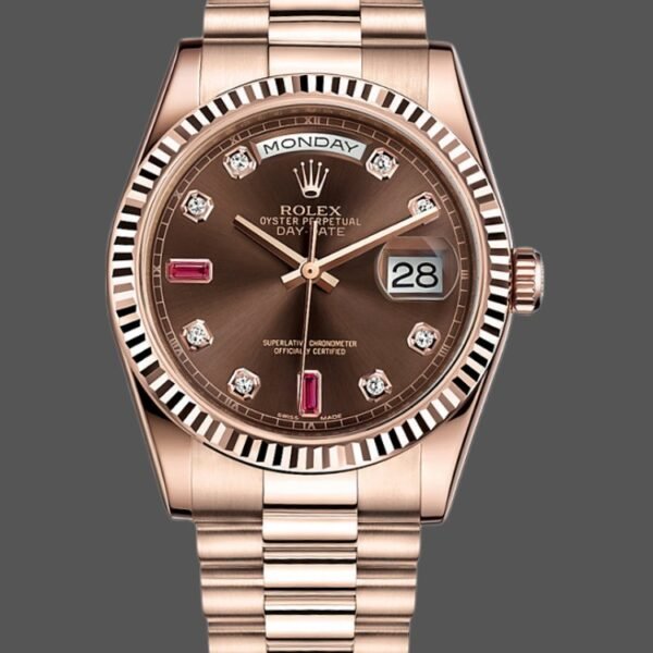 Rolex Day-Date 118235 Rose Gold Chocolate Brown Dial 36mm Unisex Replica Watch
