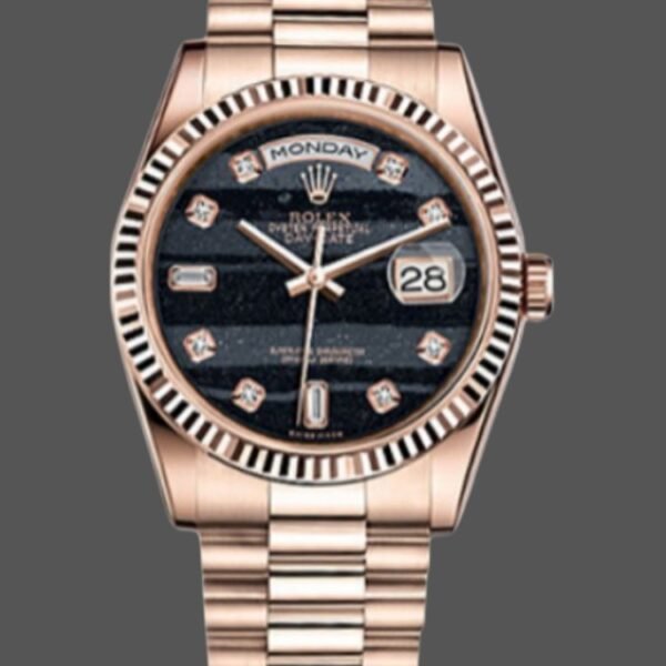 Rolex Day-Date 118235 Everose Gold Diamond Ferrite Dial 36mm Unisex Replica Watch