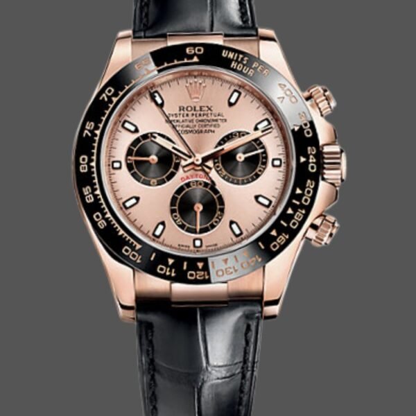 Rolex Cosmograph Daytona 116515LN Leather strap Black Pink Dial 40mm Mens Replica Watch