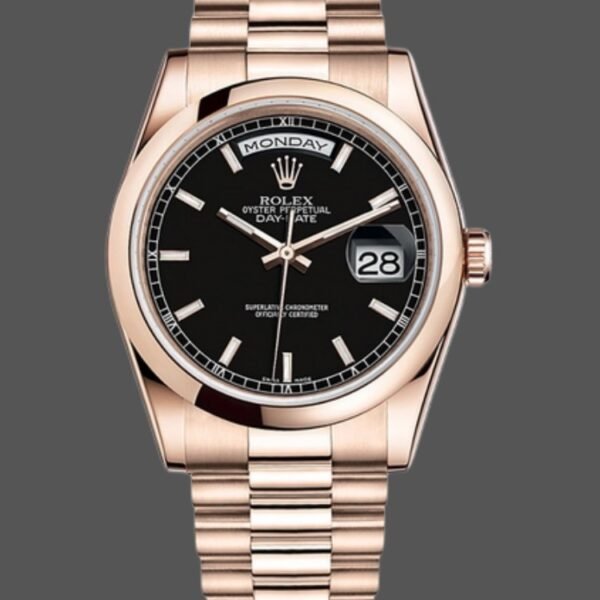 Rolex Day Date 118205 Black Dial 36mm Unisex Replica Watch