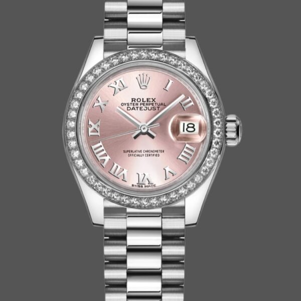 Rolex Datejust Diamond Bezel Pink Dial Roman Numerals hour markers 279136RBR 28mm Lady Replica Watch
