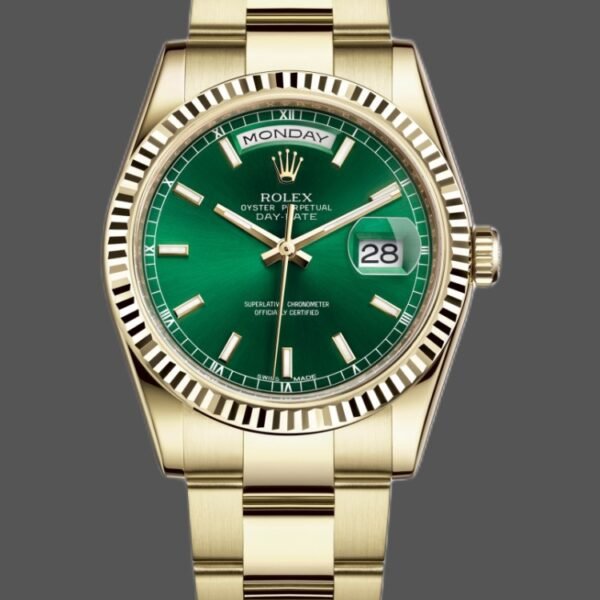 Rolex Day-Date 118238 Yellow Gold Green Dial 36mm Unisex Replica Watch