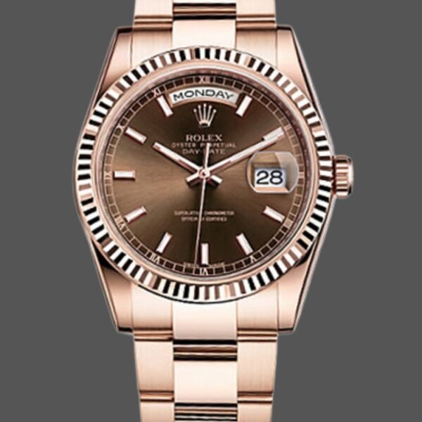 Rolex Day-Date 118235 Fluted Bezel Chocolate Dial 36mm Unisex Replica Watch