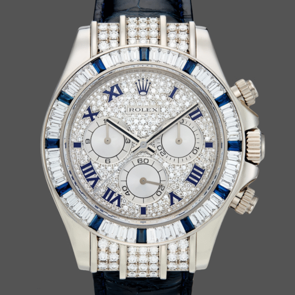 Rolex Daytona 116599 pave diamond dial Blue Leather Strap 40mm Mens Replica Watch