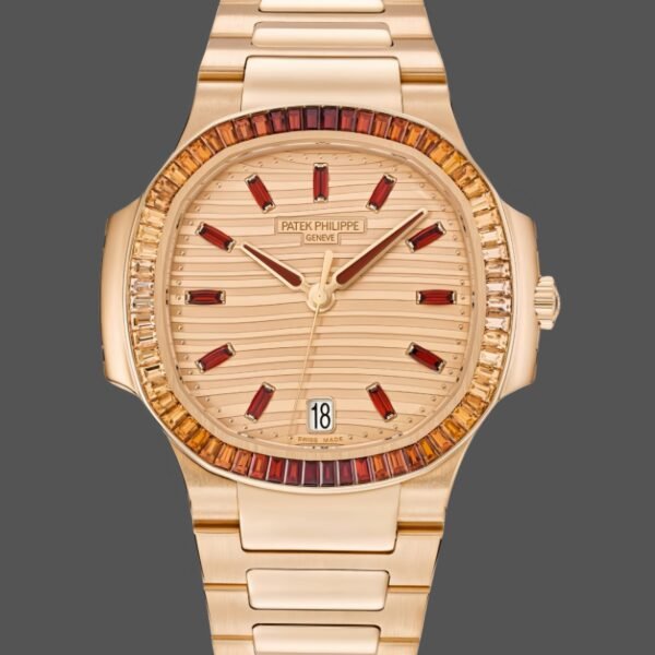 Patek Philippe Nautilus Ladies Rose Gold Gemset Bezel 7118 1300R 001