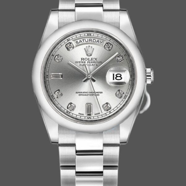 Rolex Day-Date 118209 Silver Diamond Dial Automatic 36mm Unisex Replica Watch