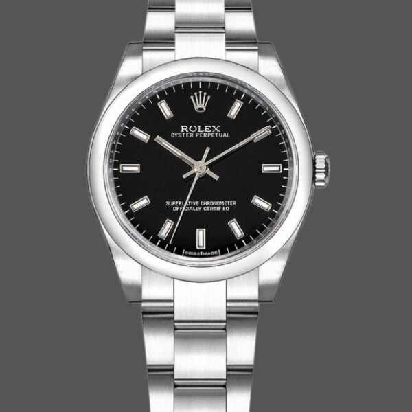 Rolex Oyster Perpetual 177200 Black Index Dial Domed Bezel 31mm Lady Replica Watch