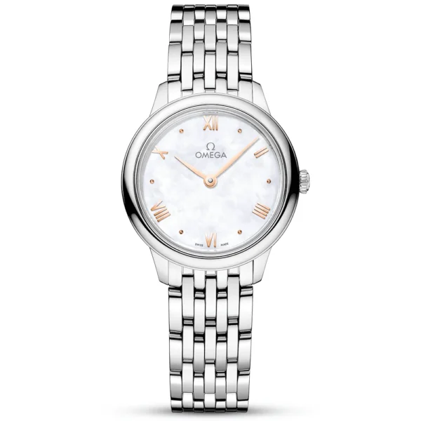 OMEGA De Ville Prestige 27.5mm White Mother of Pearl Dial Bracelet Watch