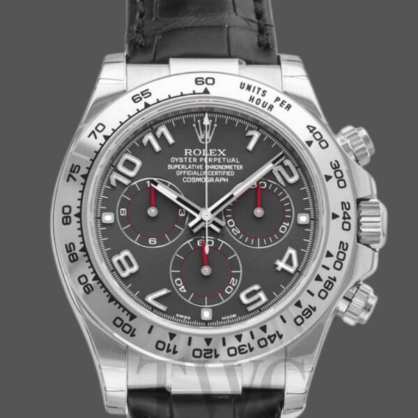 Rolex Cosmograph Daytona 116519 Gray dial Black Leather Strap 40mm Mens Replica Watch