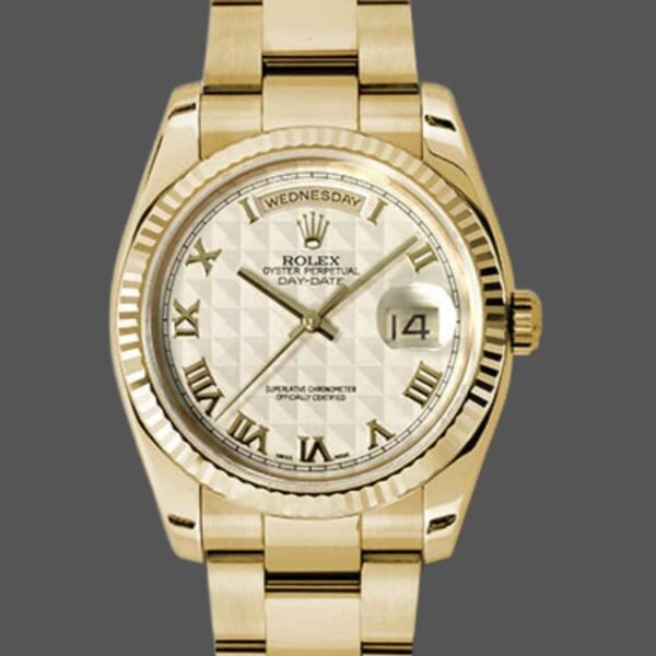 Rolex Day-Date 118238 Roman Numeral Pyramid Ivory Dial 36mm Unisex Replica Watch