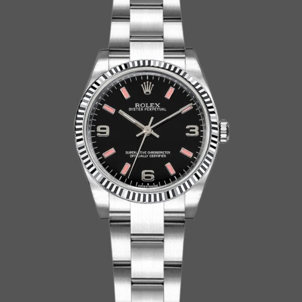 Rolex Oyster Perpetual 176234 Black Dial Fluted Bezel 26MM Lady Replica Watch