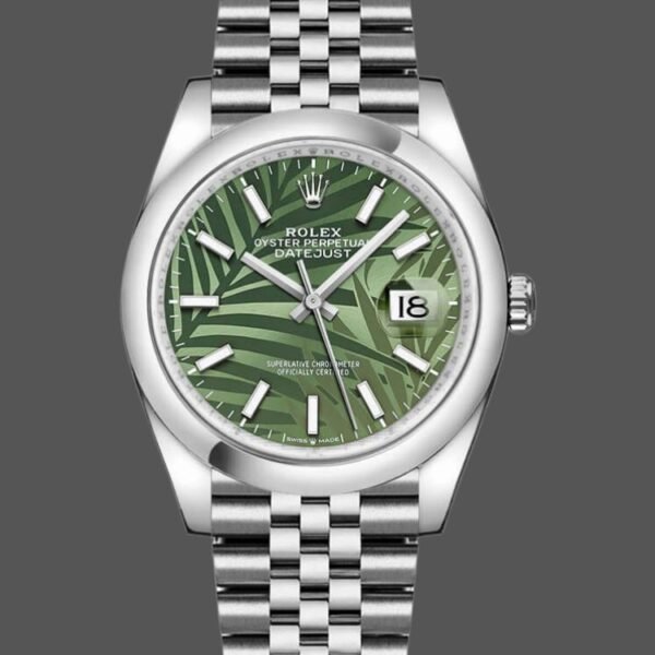 Rolex Datejust 126200 Olive Green Palm Motif Dial 36MM Unisex Replica Watch