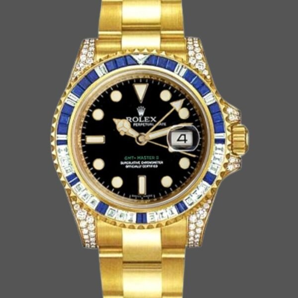 Rolex GMT-Master II 116758 Diamond Black Dial 40mm Mens Replica Watch