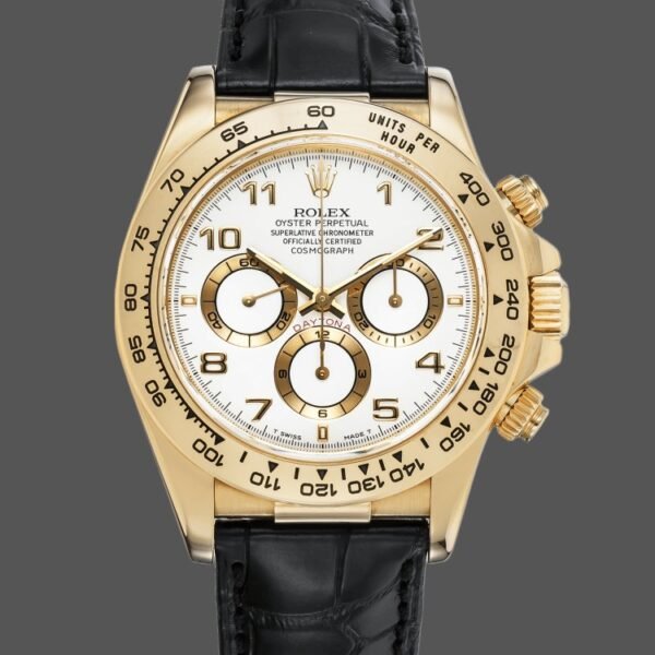 Rolex Daytona 116518 Black Leather Strap White Dial 40mm Mens Replica Watch