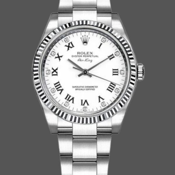 Rolex Oyster Perpetual Air-King 114234 White Diamond Dial 34mm Unisex Replica Watch