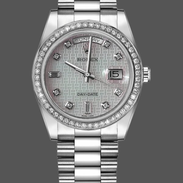 Rolex Day Date 118346 Oxford Motif Diamond Dial 36mm Unisex Replica Watch