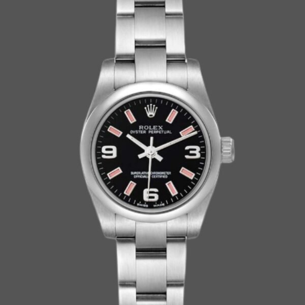 Rolex Oyster Perpetual 176200 Stainless Steel Case Black Dial 26MM Lady Replica Watch