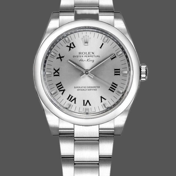 Rolex Oyster Perpetual Air-King 114200 Silver Dial 34mm Unisex replica watch
